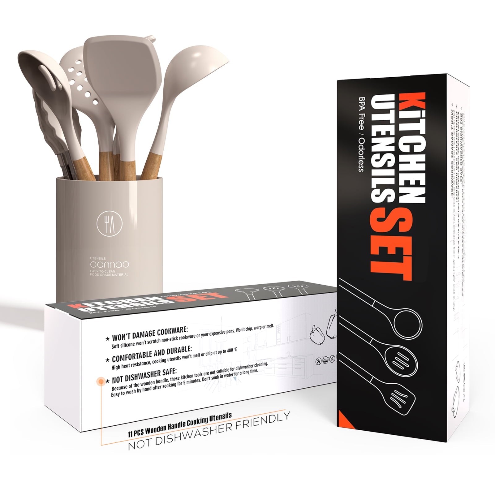 Professional Grade Silicone Cooking Utensils Set - 446°F Heat Resistant Silicone Kitchen Utensils for Cooking,Kitchen Utensil Spatula Se... - Professional Kitchen Tool for Culinary Enthusiasts Detail