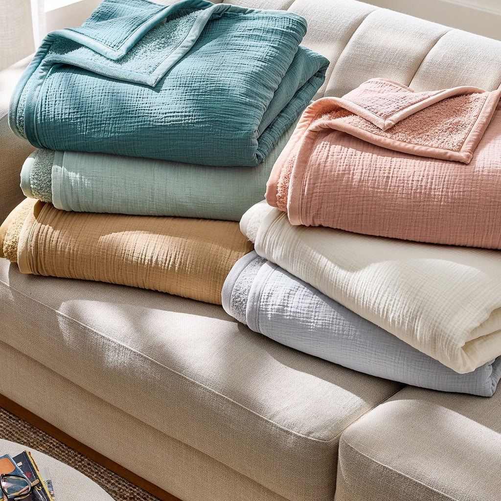Reversible Sherpa Gauze Reverse to Cozy Knit Super Soft Throw Blanket, Oversized, Antique Blush - Super Soft Reversible Sherpa Flannel Blanket Detail