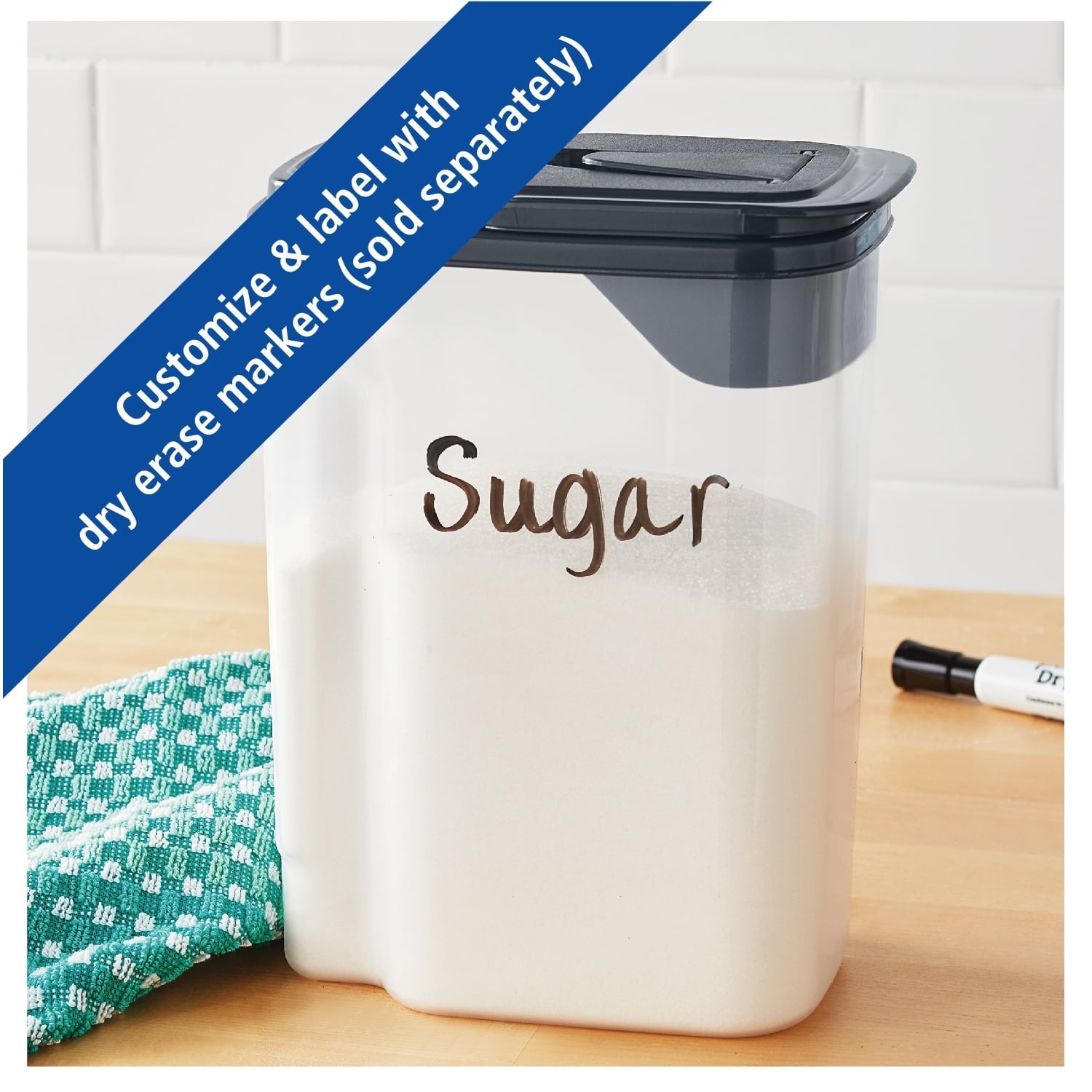 Playful Geometric 3.5 QT Plastic Food Dispenser, Clear with Gray Lid (1 Each) 7.5" L x 3.75" W x 9.25" H, Designed to Help wi... - Playful Star & Heart Shaped Geometric NeeDoh Detail