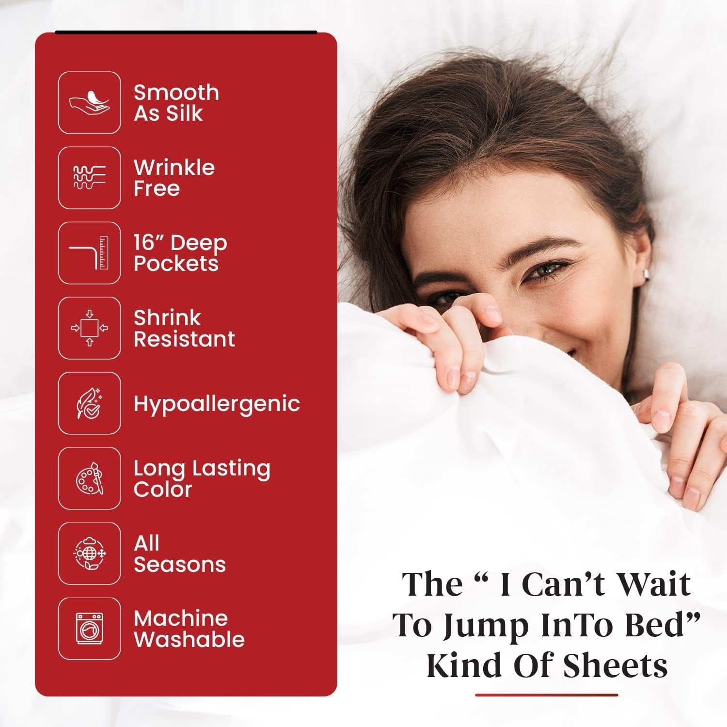 Wrinkle-Resistant Sheet Set of 4, 16-inch Deep Pocket - Microfiber Bed Sheets, White - Premium Ultra-Soft Pillowcase Pair for Sleeping Detail