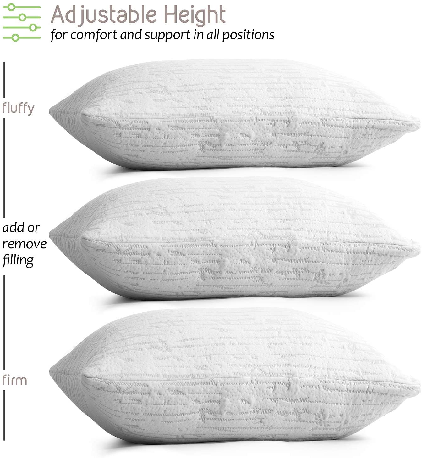 Decorative Plump Bed Pillow, Bamboo Pillows for Bed, Queen Size Pillows - Decorative Throw Pillow Cushion for Sofa & Bed Detail