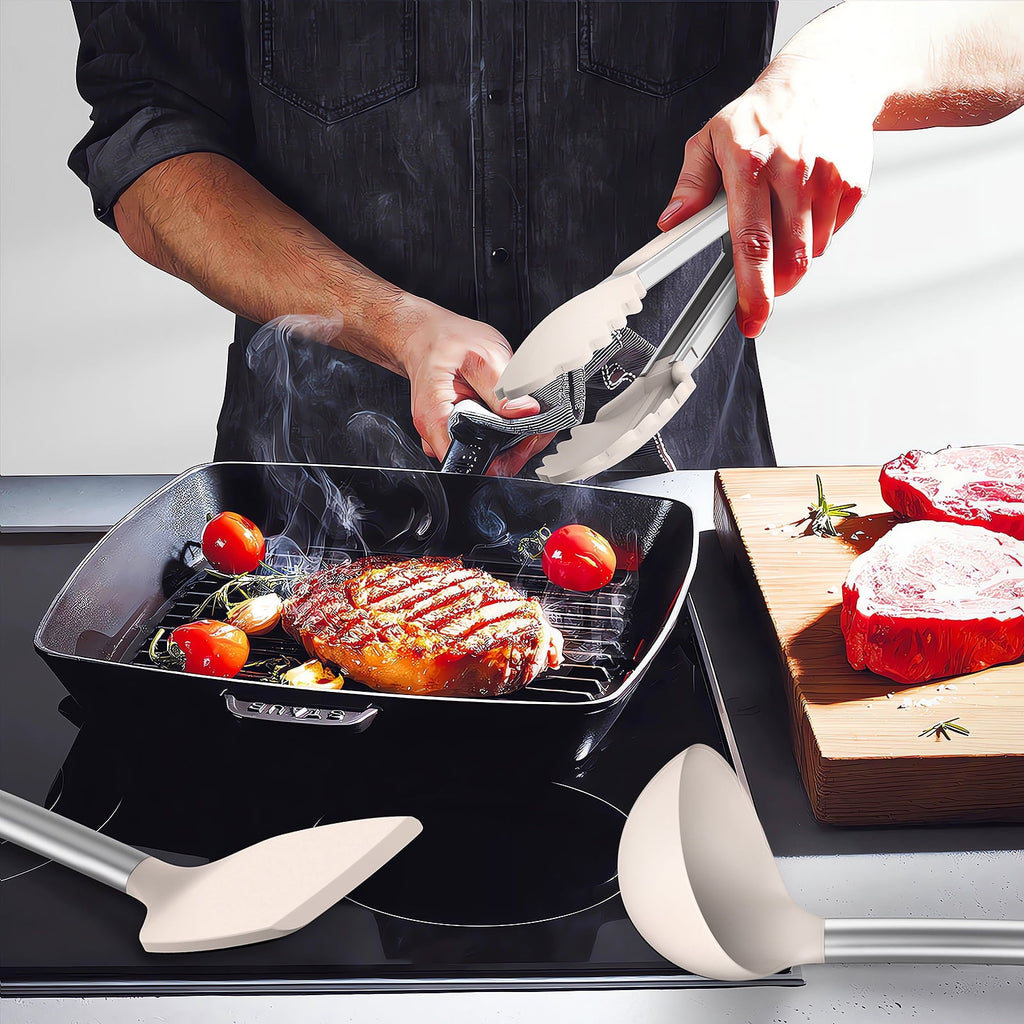 Heat-Resistant Silicone Cooking Utensils Set - Heat Resistant Silicone Kitchen Utensils for Cooking, Kitchen Utensil Spatula Set,BPA... - Durable Turner & Ladle Utensil Set for Home Chefs Detail