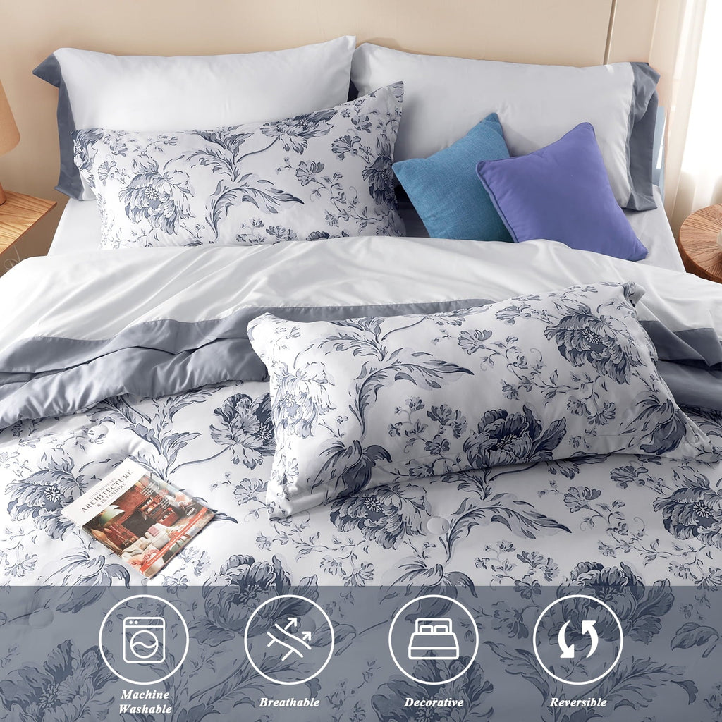 Fluffy Down Alternative Queen Comforter Sets,7-Pieces Reversible Bedding Sets,Bed in a Bag with Comforter,Flat Sheet and Fitted Sheet,Pillowc... - Cloud-Like Soft Lightweight Bed Comforter Detail