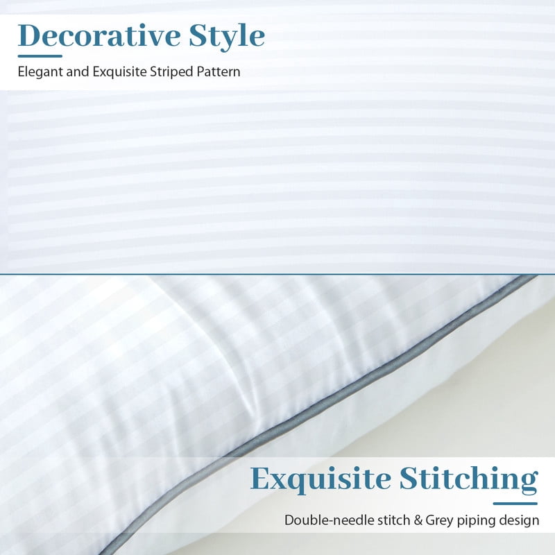 Hotel Collection Pillows Queen Size Set of 2, Bed Pillows for Side, Back and Stomach Sleepers, Super Soft Down Alternative Filling, Lu... - Orthopedic Shredded Foam Bed Pillow Set Detail