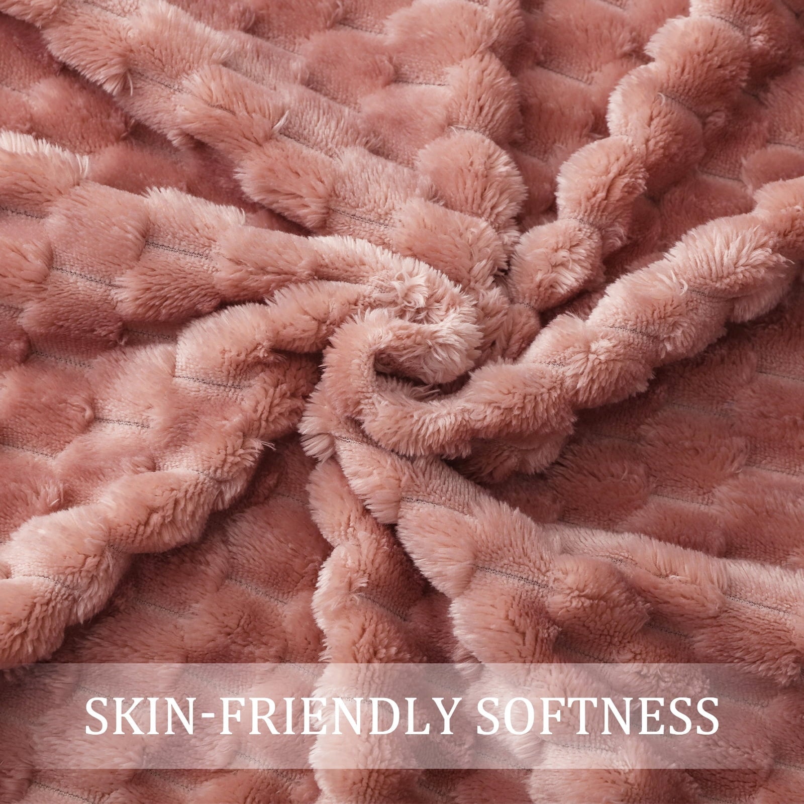 Reversible Sherpa Large Soft Fleece Throw Blanket, 50"x70" Stylish Jacquard Throw Blanket for Couch, Cozy, Warm, Lightweight Dusty Pink... - Cozy Fleece Throw Blanket for Couch & Bed Detail