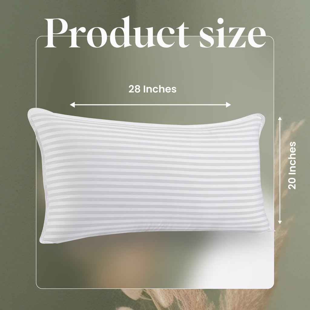Fluffy Shredded Bed Pillow with White Stripes - Set of 2 - Ultra Cozy & Relaxing For Adults, (Queen, 28"L x 20" W) - Decorative Throw Pillow Cushion for Sofa & Bed Detail