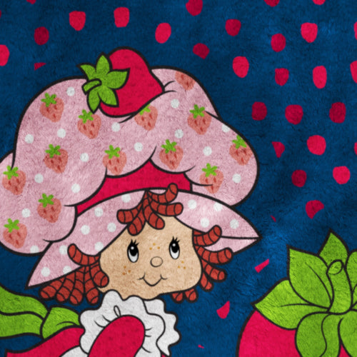Cozy Fleece Strawberry Shortcake Berry Meadows 46" x 60" Coral Fleece Throw Blanket, Kids, Polyester, Navy - Luxury Knitted Decorative Throw Blanket with Fringes Detail