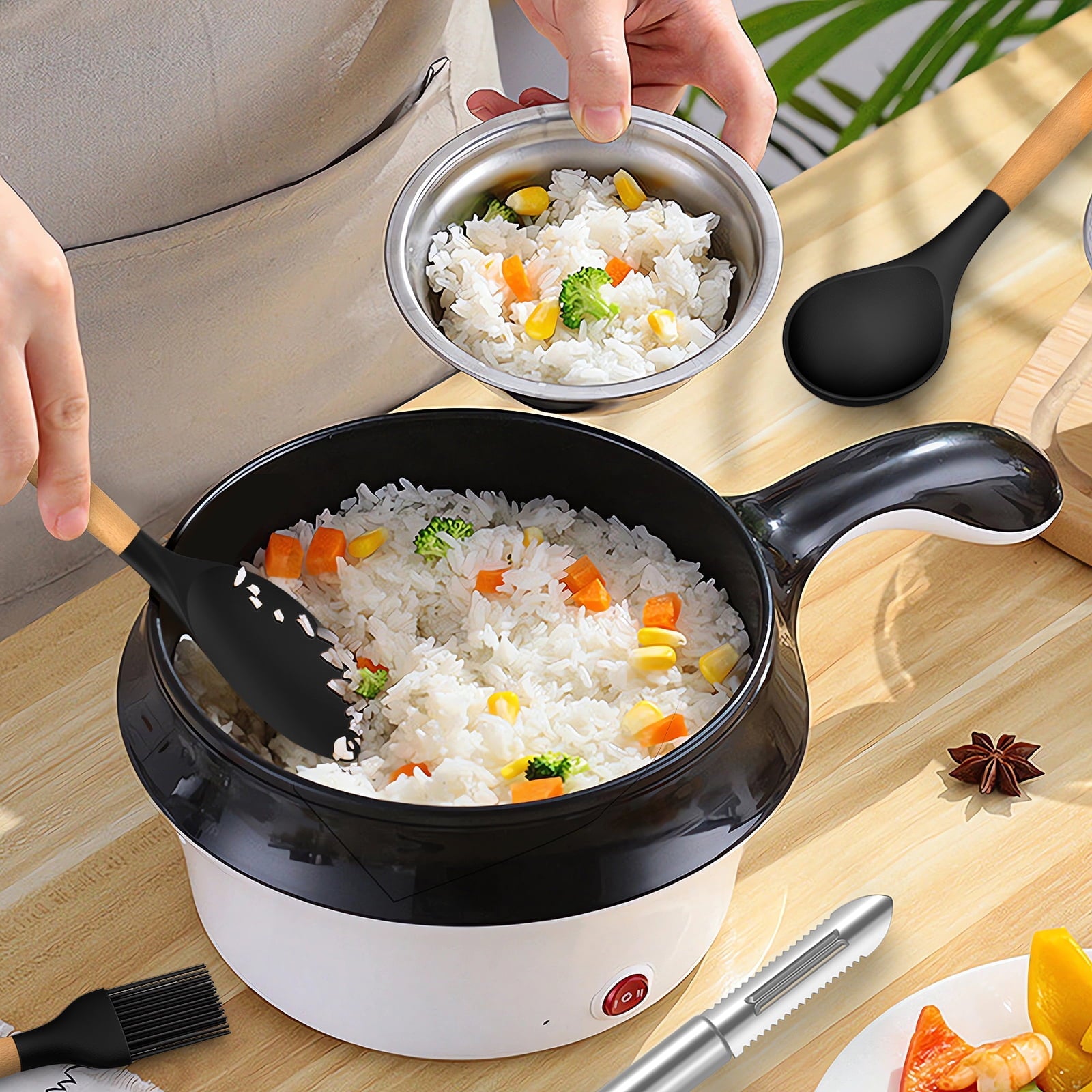 Premium Kitchen Silicone Cooking Utensils Set - Silicone Kitchen Utensils for Cooking Wooden Handles, 446°F Heat Resistant Kitchen Ut... - Kitchen Gadget Tool for Quick Food Prep Detail