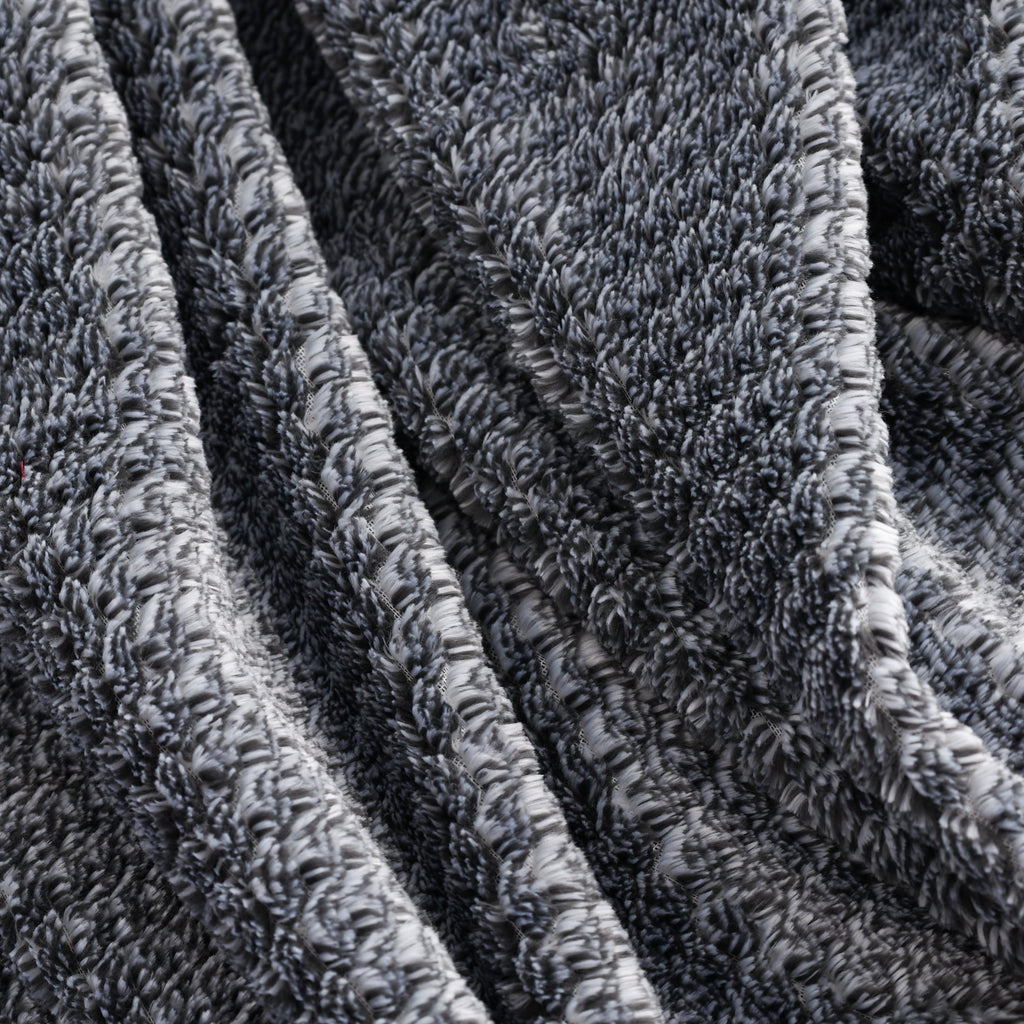 Lightweight Warm Plush Textured Heathered Soft Oversized Throw Blanket, Gray - Luxury Knitted Decorative Throw Blanket with Fringes Detail