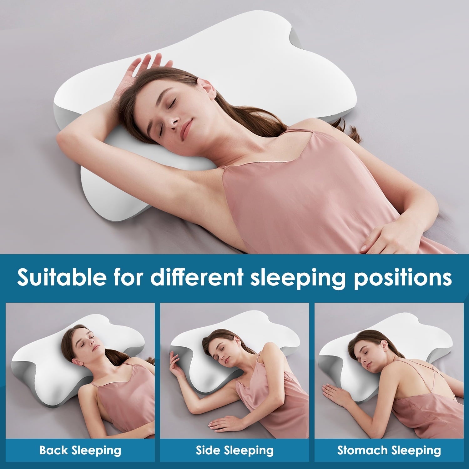 Ergonomic Memory Foam Memory Foam Bed Pillow for Pain Relief,Ergonomic Memory Foam Pillows for Sleeping for Side Back Stomach&Sleepers with... - Ergonomic Memory Foam Pillow for Neck Pain Support Detail