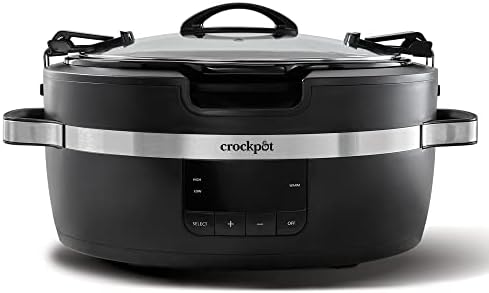 Digital Control Crock-Pot Thermoshield 6 Quart Slow Cooker with Carry Handles S12S - Stainless Steel Slow Cooker with Locking Lid - Default Title