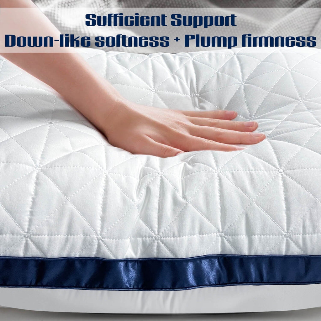Decorative Plump King Size Pillows Set of 2 - Cooling Hotel Luxury Bed Pillows for Sleeping 2 Pack, Supportive Breathable Down Alterna... - Hotel Quality Plush Sleeping Pillows Detail