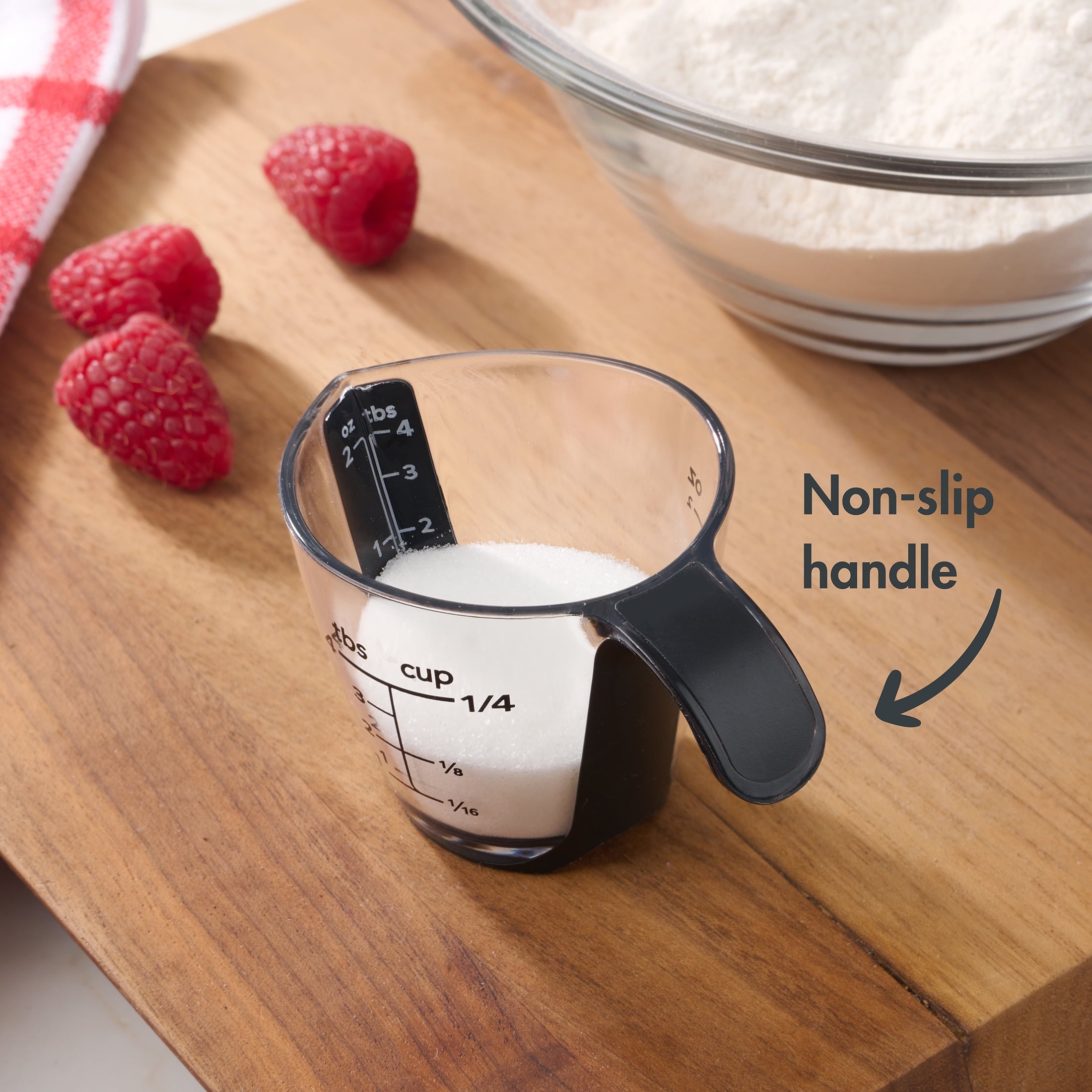 Innovative 1/4C Plastic Mini Measuring Cup, Black/Transparent - Multi-Functional Manual Food Chopper & Slicer Detail