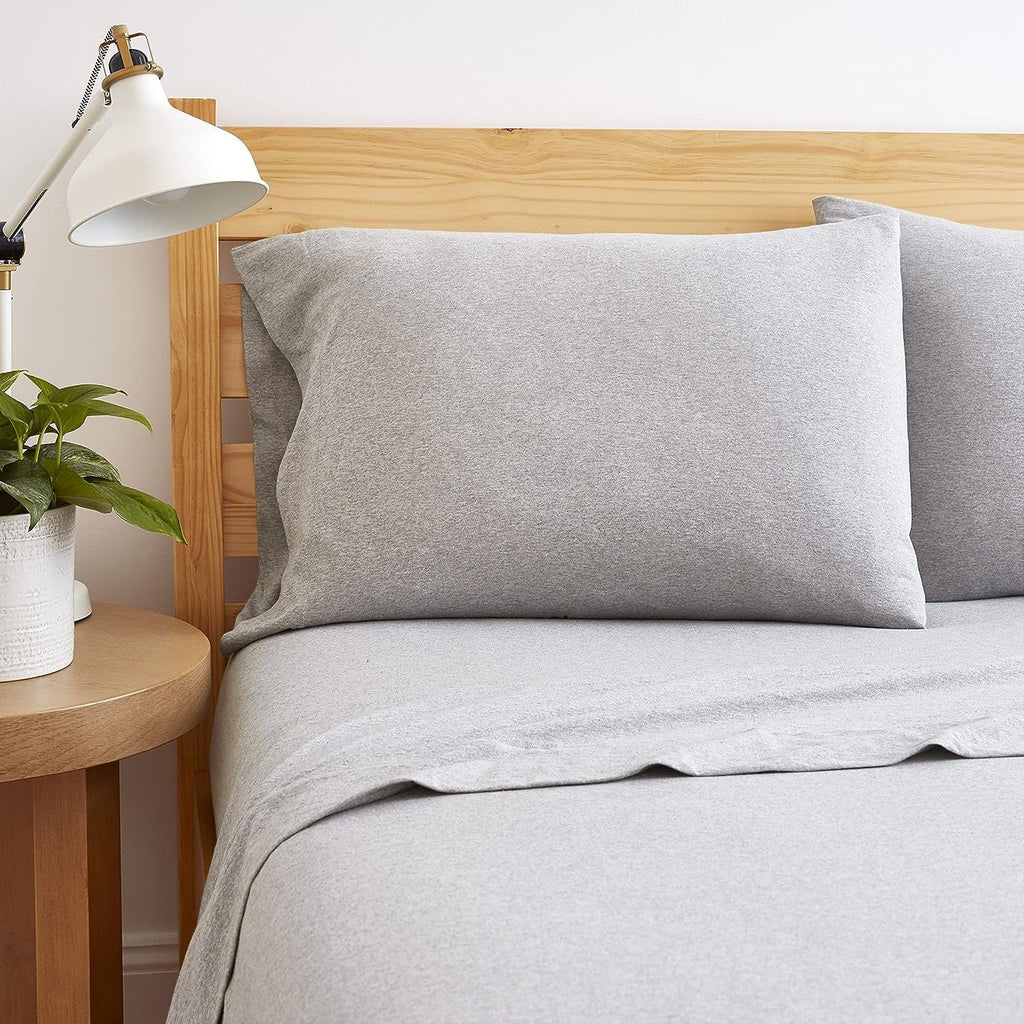 Ultra-Soft Jersey Knit Full Size Sheets 4pc|100% T-Shirt Cotton Blend Super Soft Breathable Jersey Sheets Full Size Bed, Stretch... - Premium Ultra-Soft Pillowcase Pair for Sleeping Detail