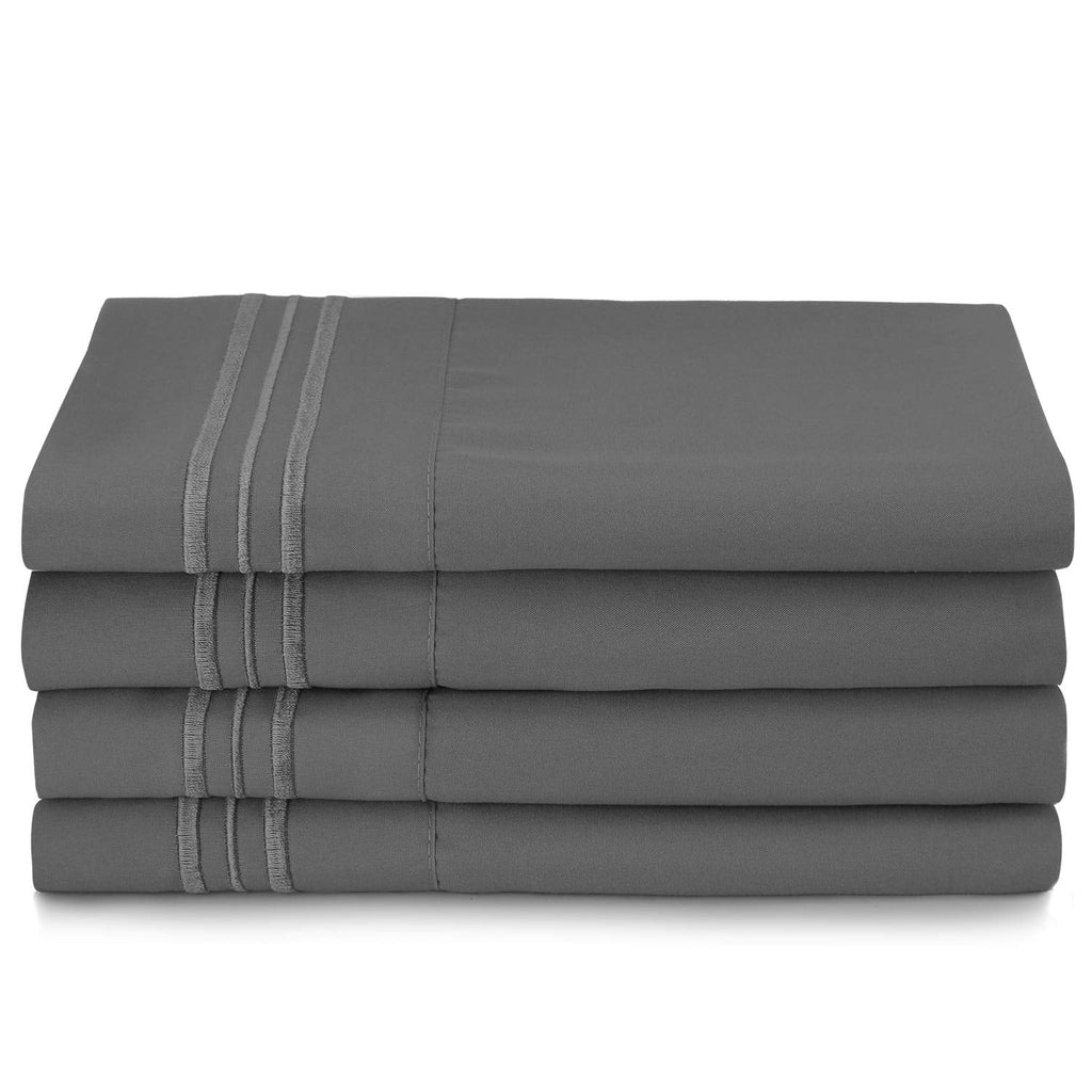 Cooling Sateen 6 Piece 1800 Collection Bed Sheet Set with Extra Pillowcases, Deep Pockets Fitted Sheet, 100% Soft Microfiber, Hypoal... - Premium Ultra-Soft Pillowcase Pair for Sleeping Detail