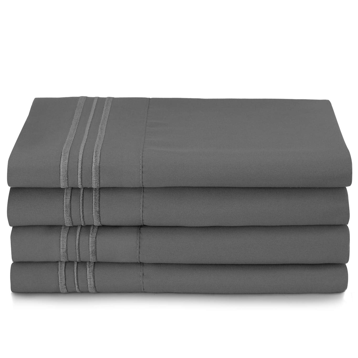 Cooling Sateen 6 Piece 1800 Collection Bed Sheet Set with Extra Pillowcases, Deep Pockets Fitted Sheet, 100% Soft Microfiber, Hypoal... - Premium Ultra-Soft Pillowcase Pair for Sleeping Detail
