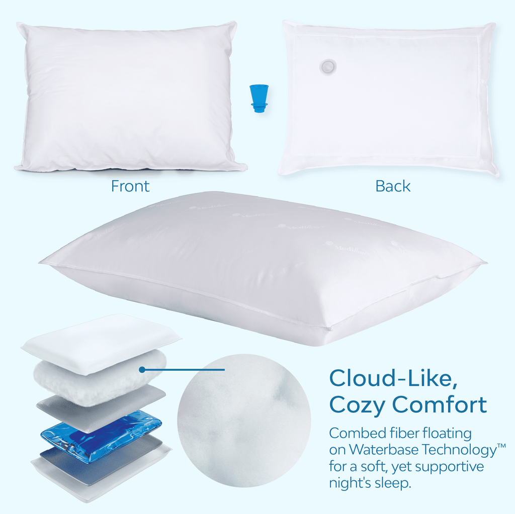 Hotel Collection Fiber Water Pillow: Adjustable Pillow for Neck Pain Relief, Pillow for Side, Back, and Stomach Sleepers, The Original... - Hotel Quality Plush Sleeping Pillows Detail