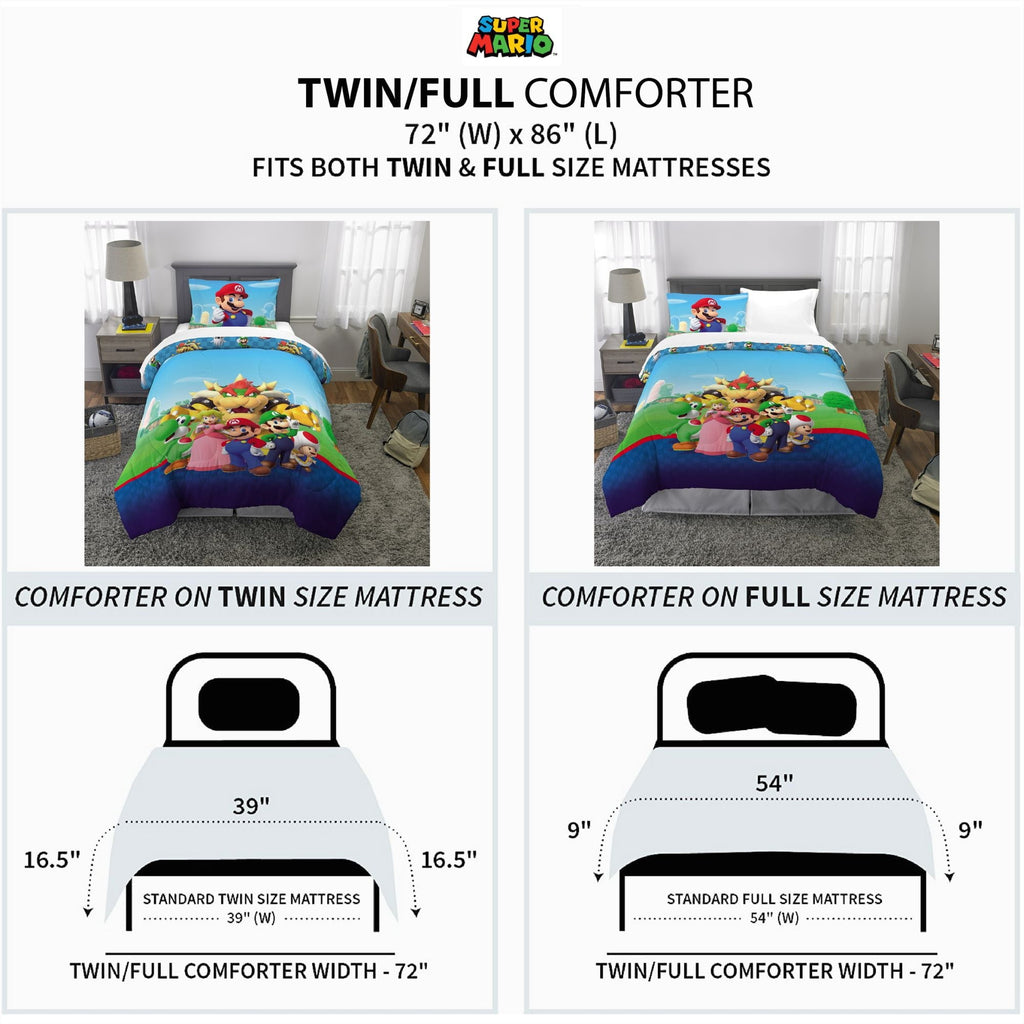 Heavyweight Warmth Kids Comforter and Pillowcase, 2-Piece Set, Twin/Full, Reversible - Hypoallergenic Ultra-Fluffy Quilt for Winter Detail
