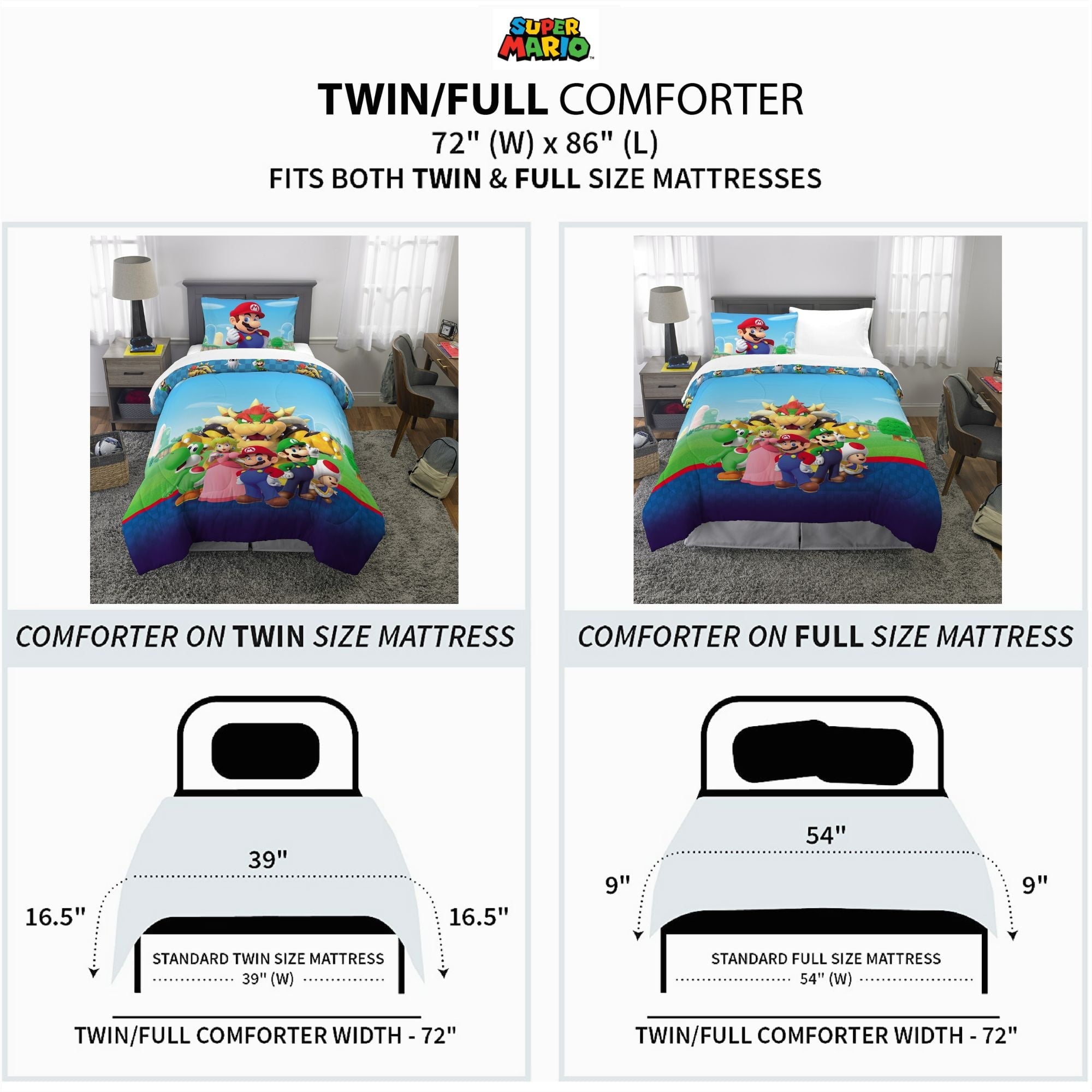 Heavyweight Warmth Kids Comforter and Pillowcase, 2-Piece Set, Twin/Full, Reversible - Hypoallergenic Ultra-Fluffy Quilt for Winter Detail