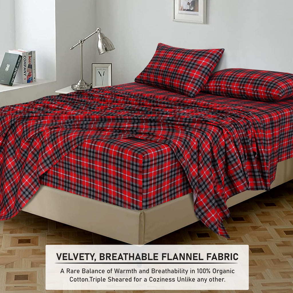 Breathable Luxury Flannel Sheets Queen Size - 100% Cotton Double Brushed Bed Sheets, Deep Pockets 16 Inches Queen Sheet Set, All Season... - Premium Ultra-Soft Pillowcase Pair for Sleeping Detail