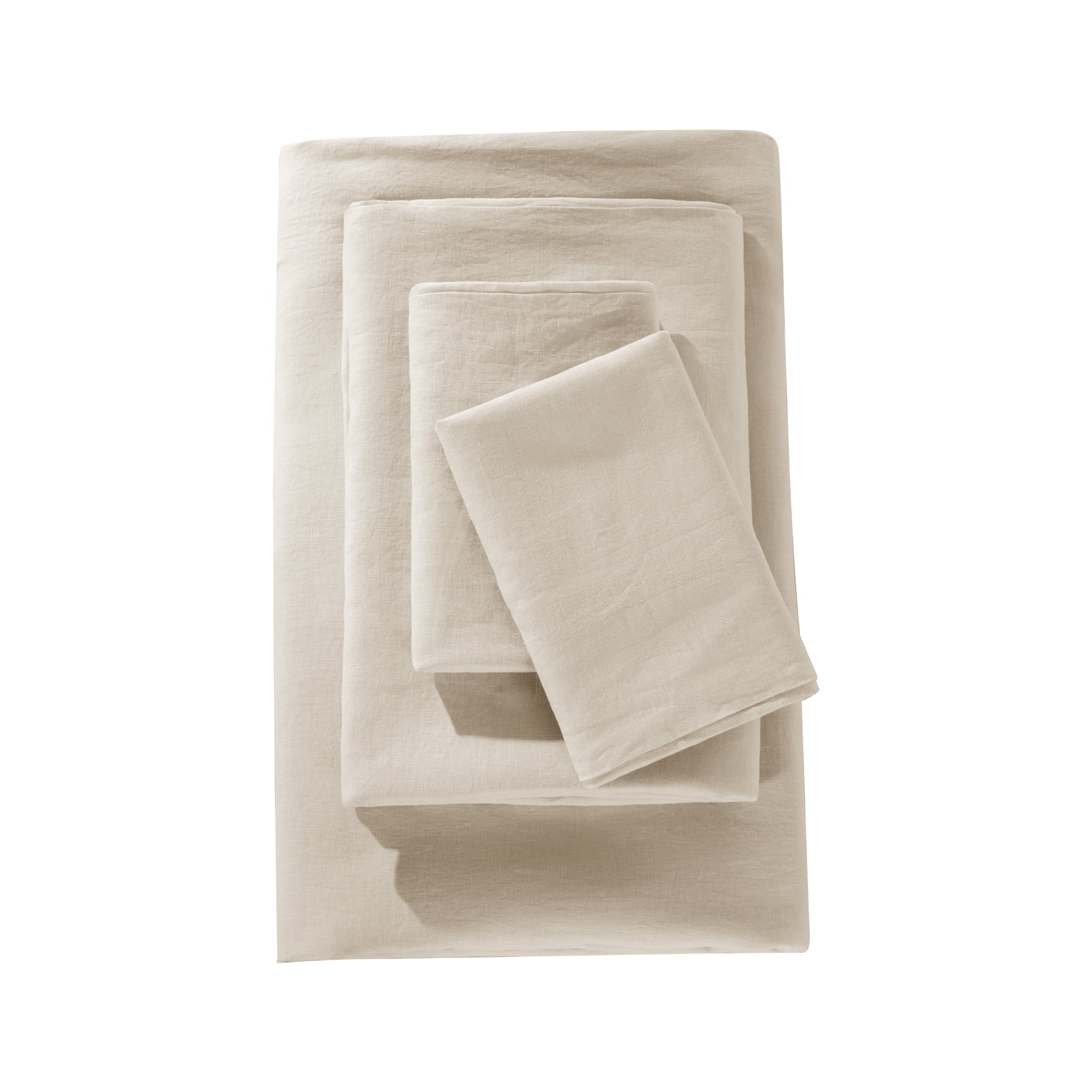 Wrinkle-Resistant Natural Linen Cotton Bed Sheets Set, Deep Pocket - Breathable - Durable - 4 Pieces (Linen, Queen) - Cooling Hotel Quality Bedding Sheets and Pillowcases Detail