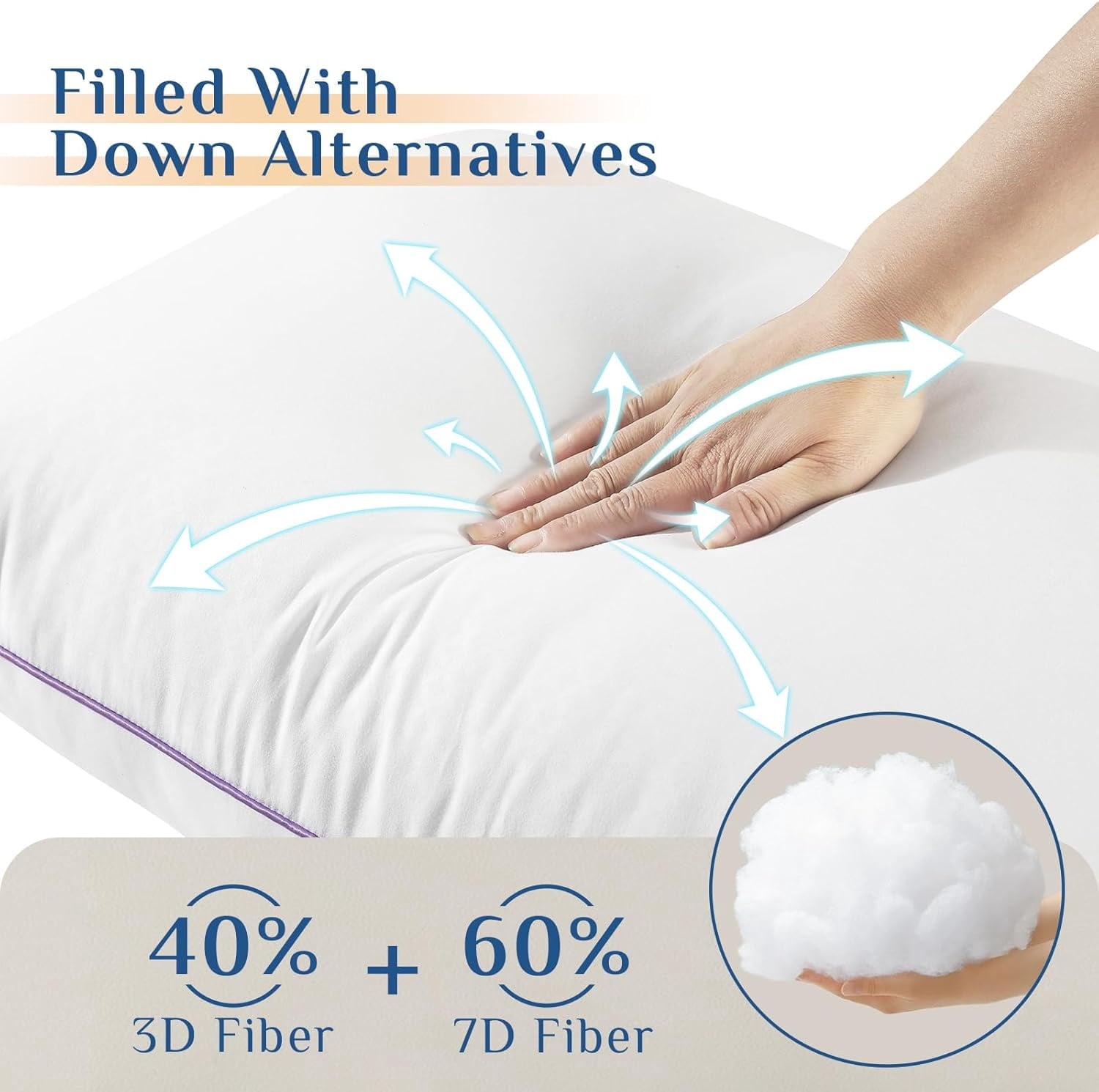 Fluffy Shredded Set of 4, Cooling and Supportive Bed with Super Soft Down Alternative Fill, Luxury Fluffy Hotel Quality for Side, Bac... - Orthopedic Shredded Foam Bed Pillow Set Detail