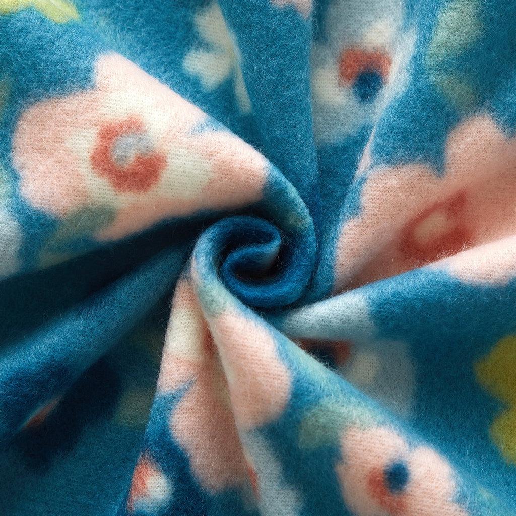 Reversible Sherpa Cozy Fleece Throw Blanket Delightful Floral 50" x 60", All Ages - Luxury Knitted Decorative Throw Blanket with Fringes Detail