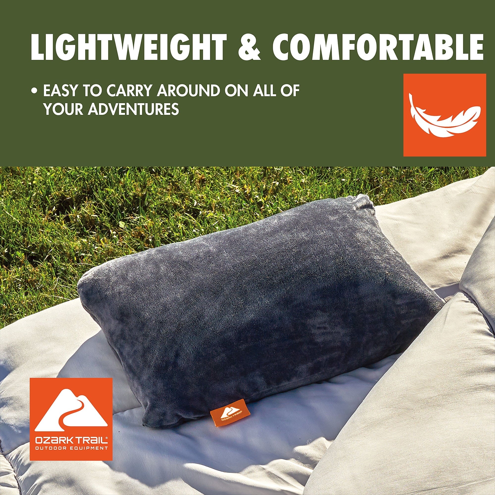 Orthopedic Support Dark Grey Memory Foam Camping Pillow for Adults - Hotel Quality Plush Sleeping Pillows Detail