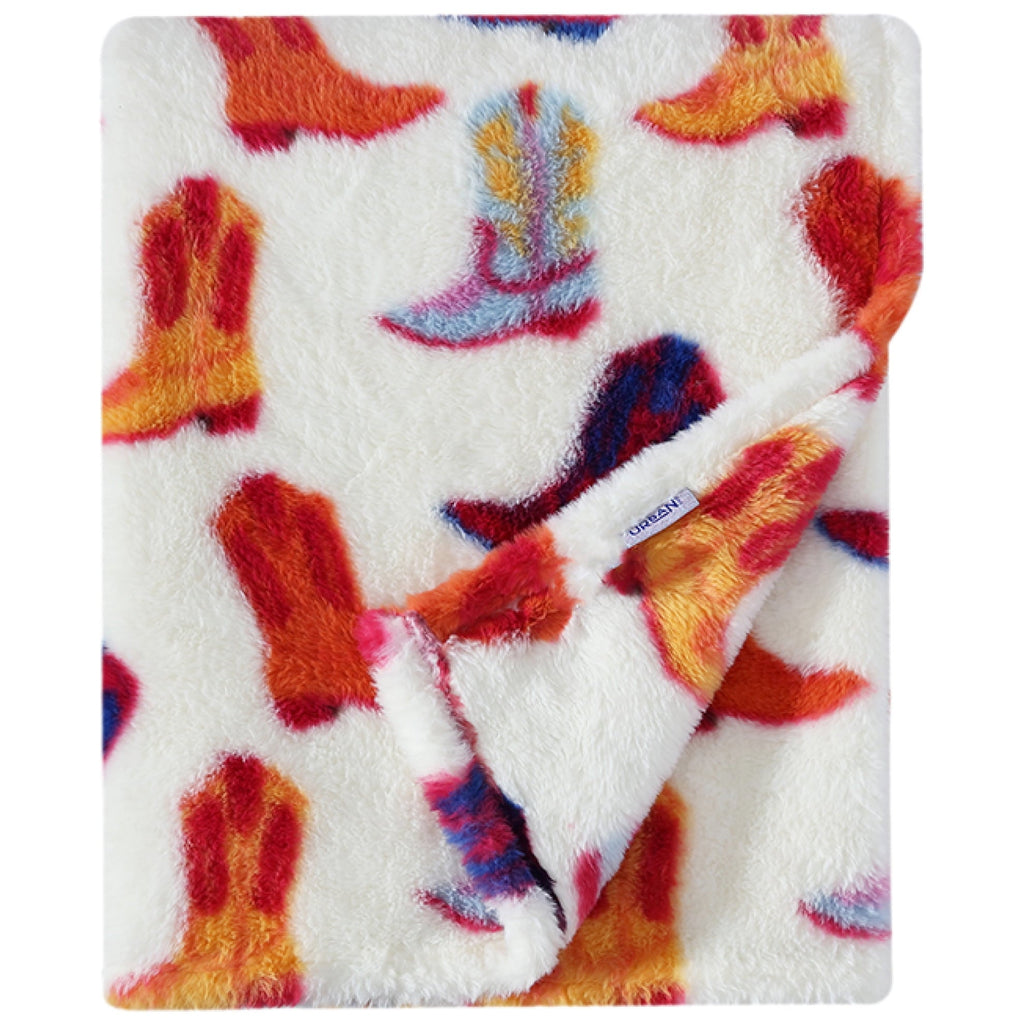 Super Soft Flannel 50" x 60" Cowboy Western Faux Fur Throw for Teens and Young Adults - Lightweight Plush Warm Blanket for All Seasons Detail