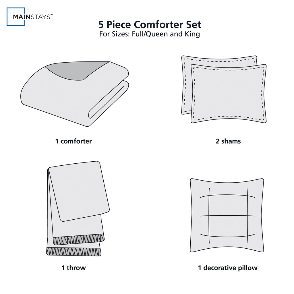 All-Season 5-Piece Papyrus Beige Waffle Comforter Set, Full/Queen - Cloud-Like Soft Lightweight Bed Comforter Detail