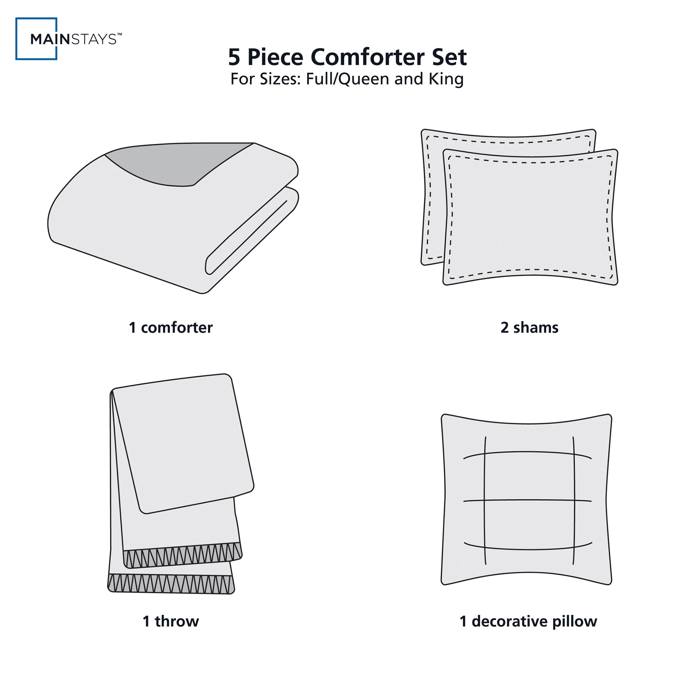 All-Season 5-Piece Papyrus Beige Waffle Comforter Set, Full/Queen - Cloud-Like Soft Lightweight Bed Comforter Detail