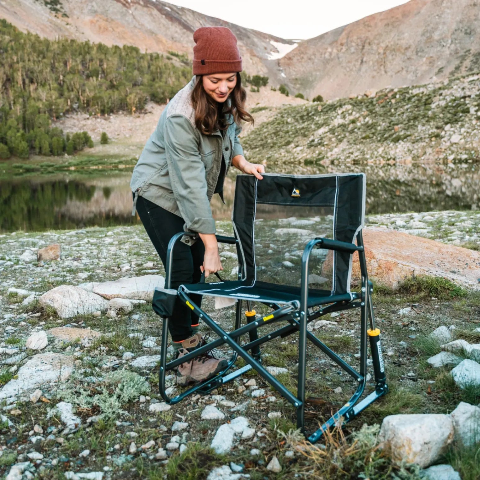 Premium All-Weather Freestyle Rocker - Choice 711 - Patented Spring-Action Rocking Chair for Camping Detail