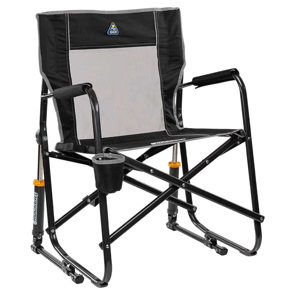 Premium All-Weather Freestyle Rocker - Choice 711 - Patented Spring-Action Rocking Chair for Camping - Black