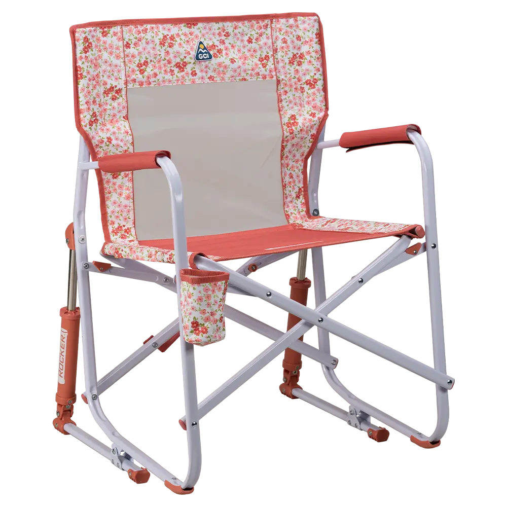 Premium All-Weather Freestyle Rocker - Choice 711 - Patented Spring-Action Rocking Chair for Camping - Pink Sundress