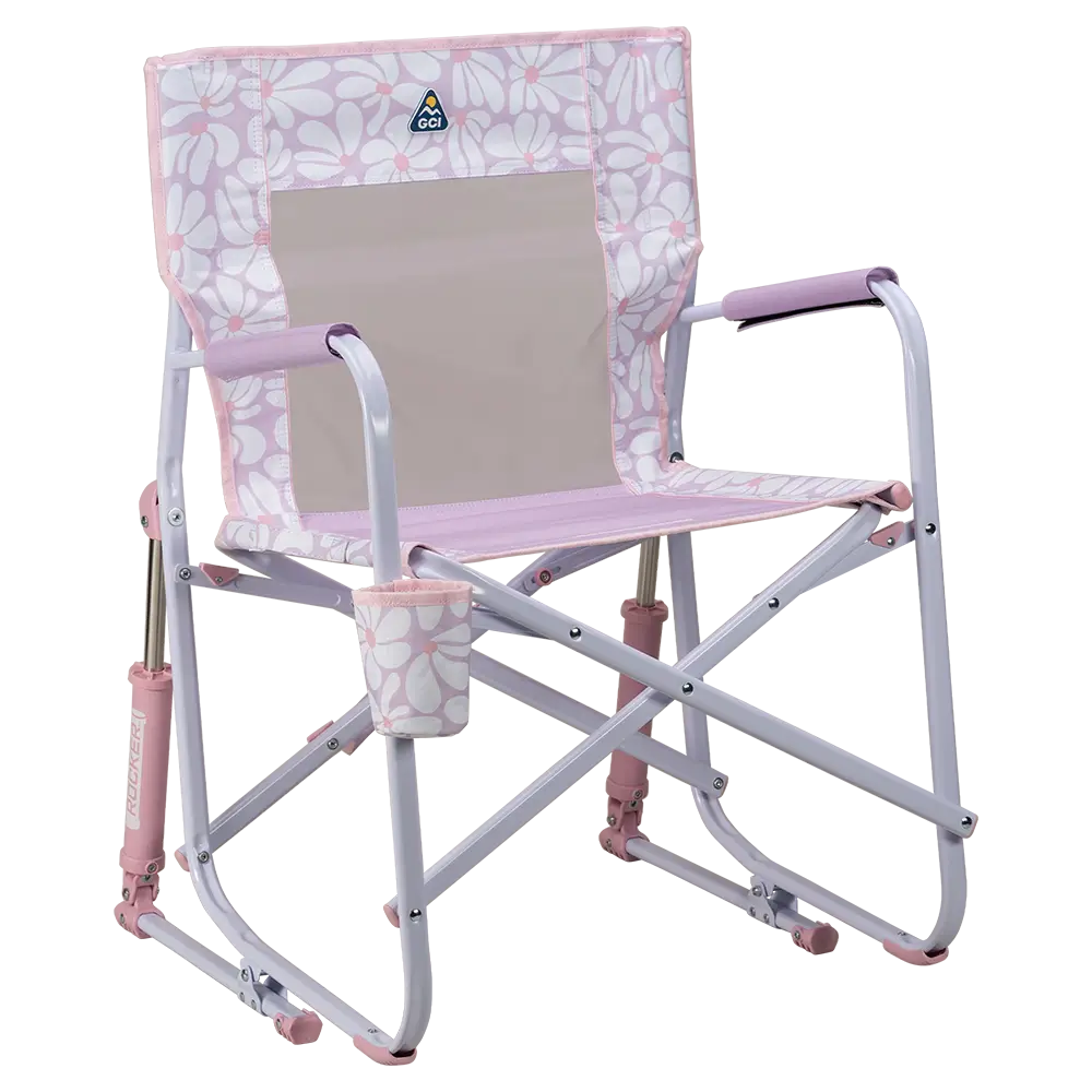 Premium All-Weather Freestyle Rocker - Choice 711 - Patented Spring-Action Rocking Chair for Camping - Pink/Purple