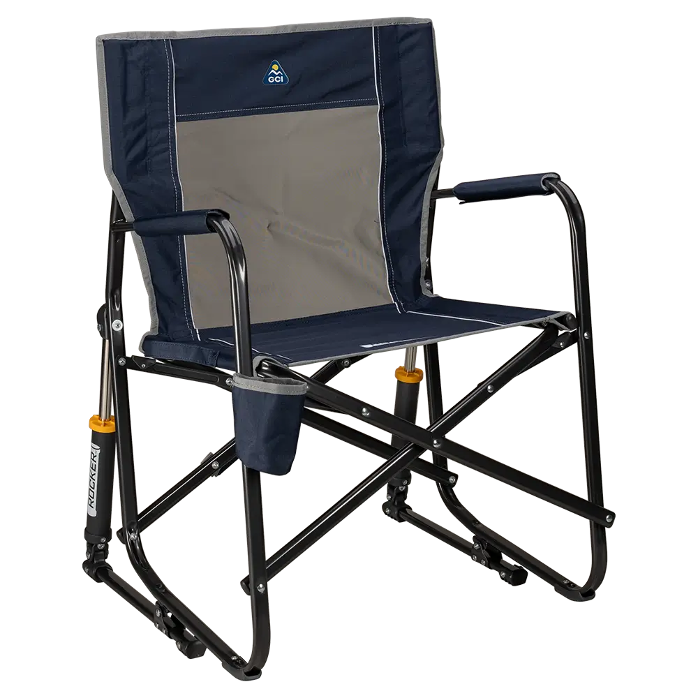 Premium All-Weather Freestyle Rocker - Choice 711 - Patented Spring-Action Rocking Chair for Camping - Indigo