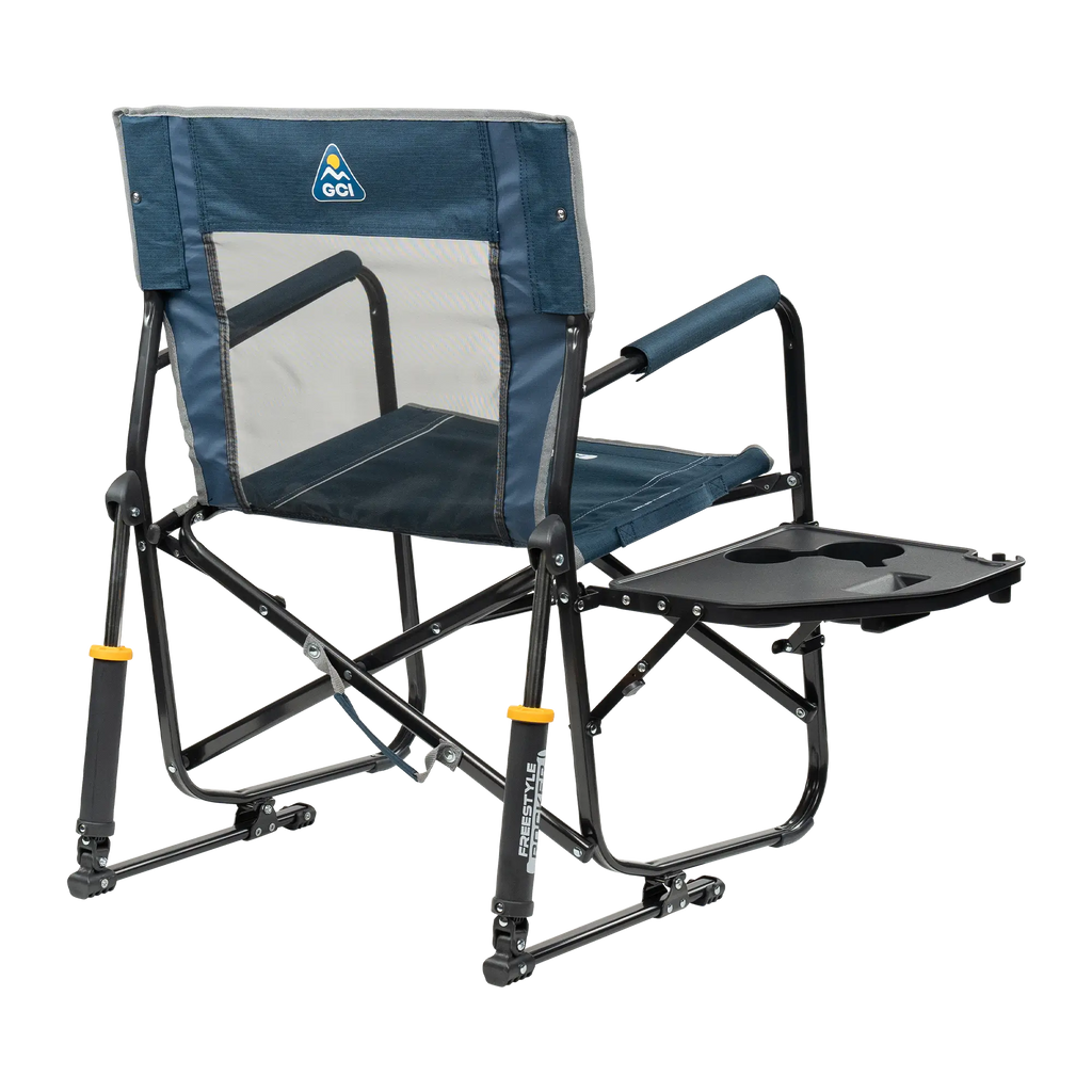 Premium All-Weather Freestyle Rocker with Side Table - Choice 853 - Patented Spring-Action Rocking Chair for Camping Detail
