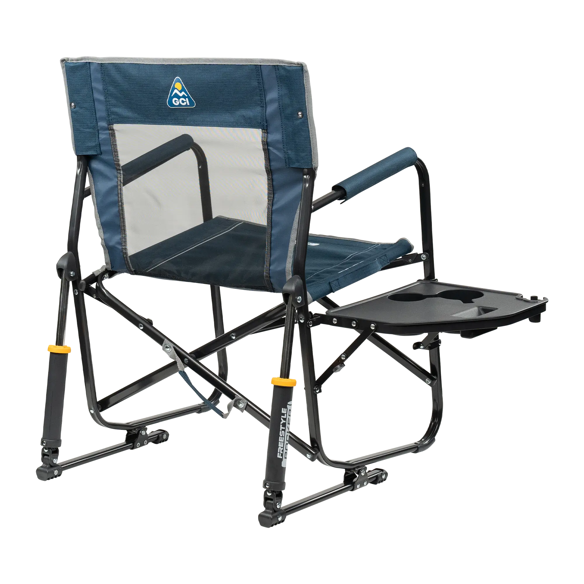Premium All-Weather Freestyle Rocker with Side Table - Choice 853 - Patented Spring-Action Rocking Chair for Camping Detail
