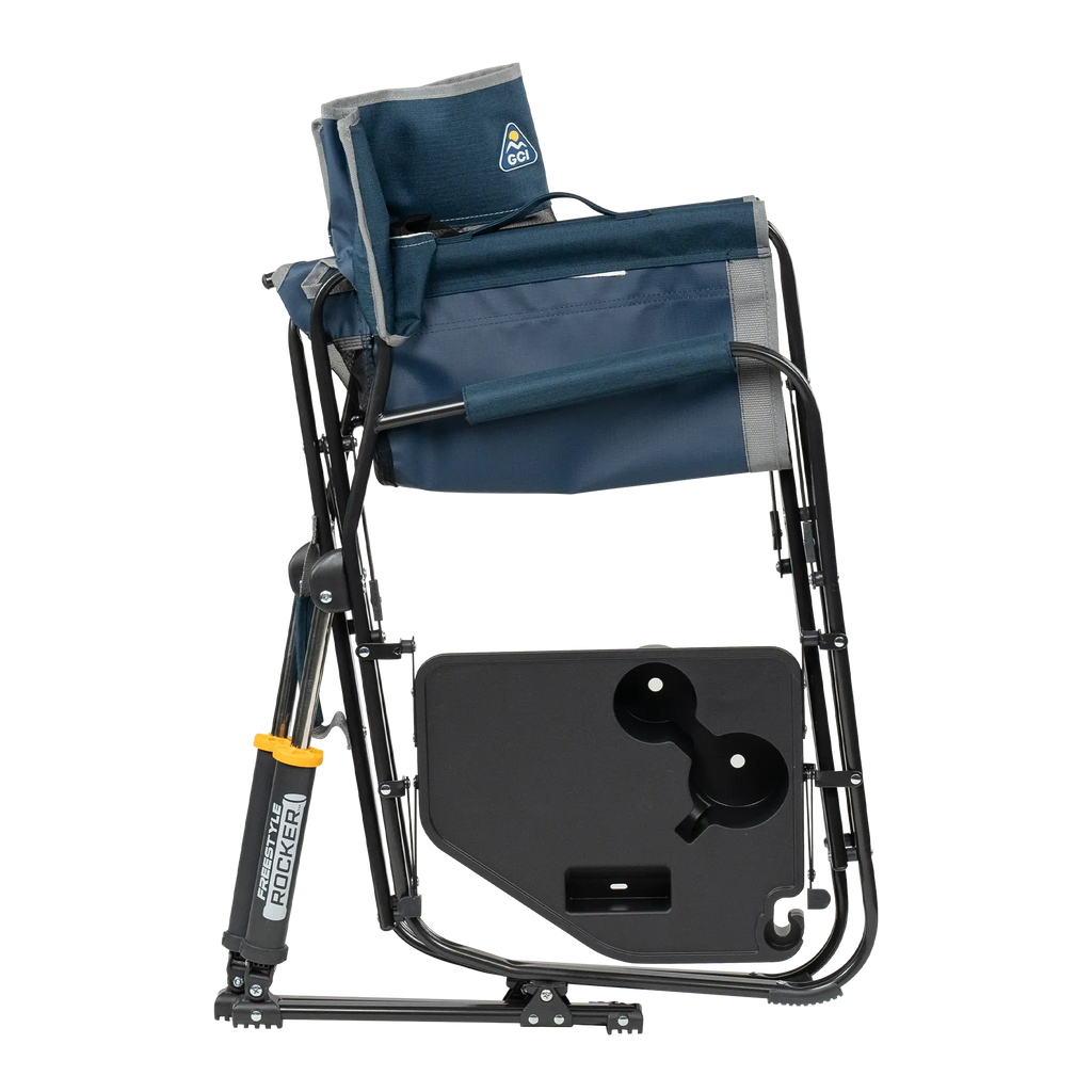 Premium All-Weather Freestyle Rocker with Side Table - Choice 853 - Patented Spring-Action Rocking Chair for Camping Detail