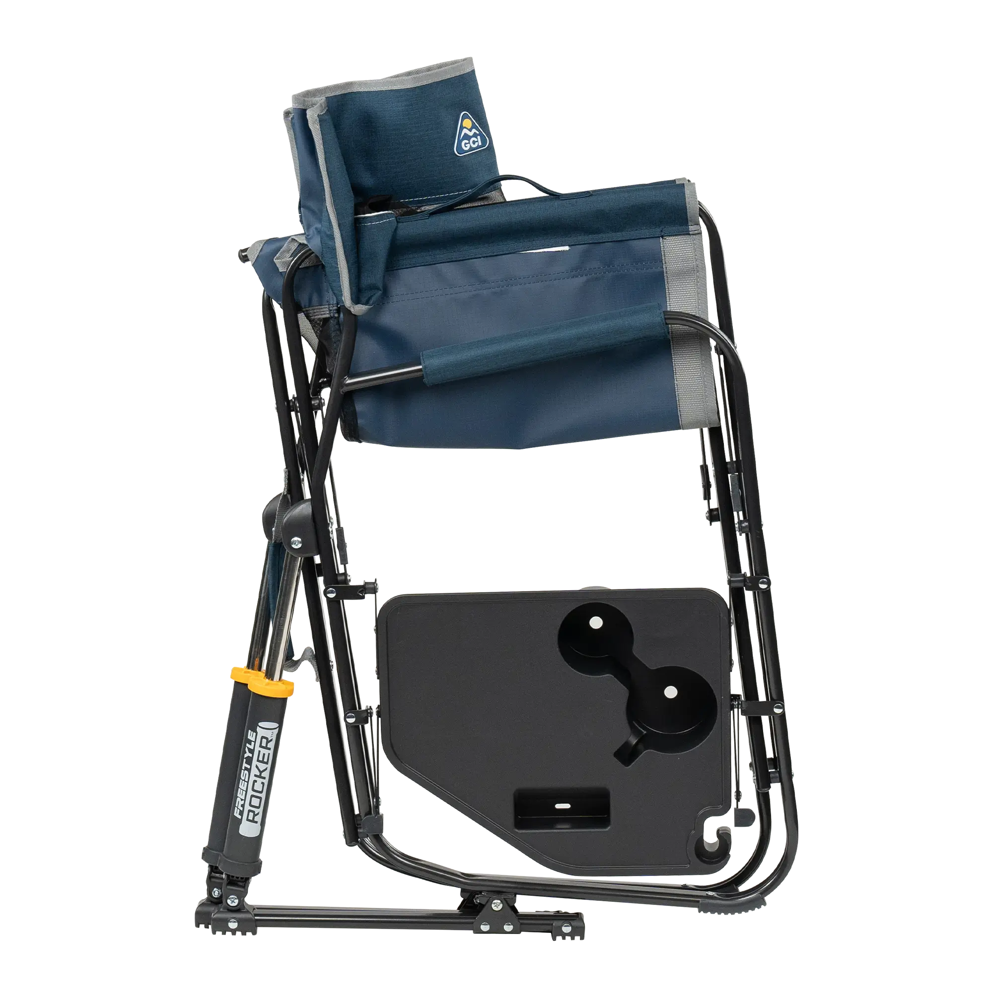 Premium All-Weather Freestyle Rocker with Side Table - Choice 853 - Patented Spring-Action Rocking Chair for Camping Detail