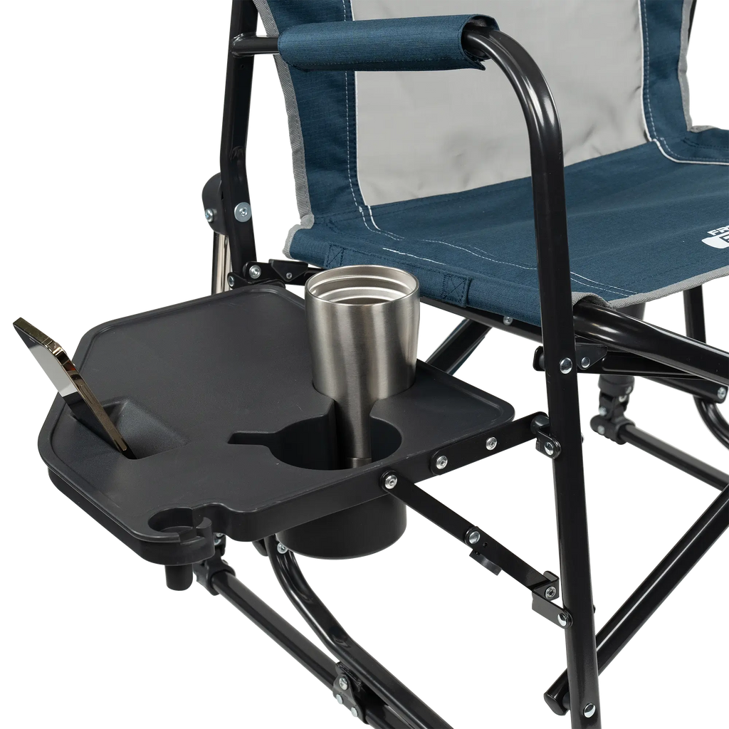 Premium All-Weather Freestyle Rocker with Side Table - Choice 853 - Patented Spring-Action Rocking Chair for Camping Detail