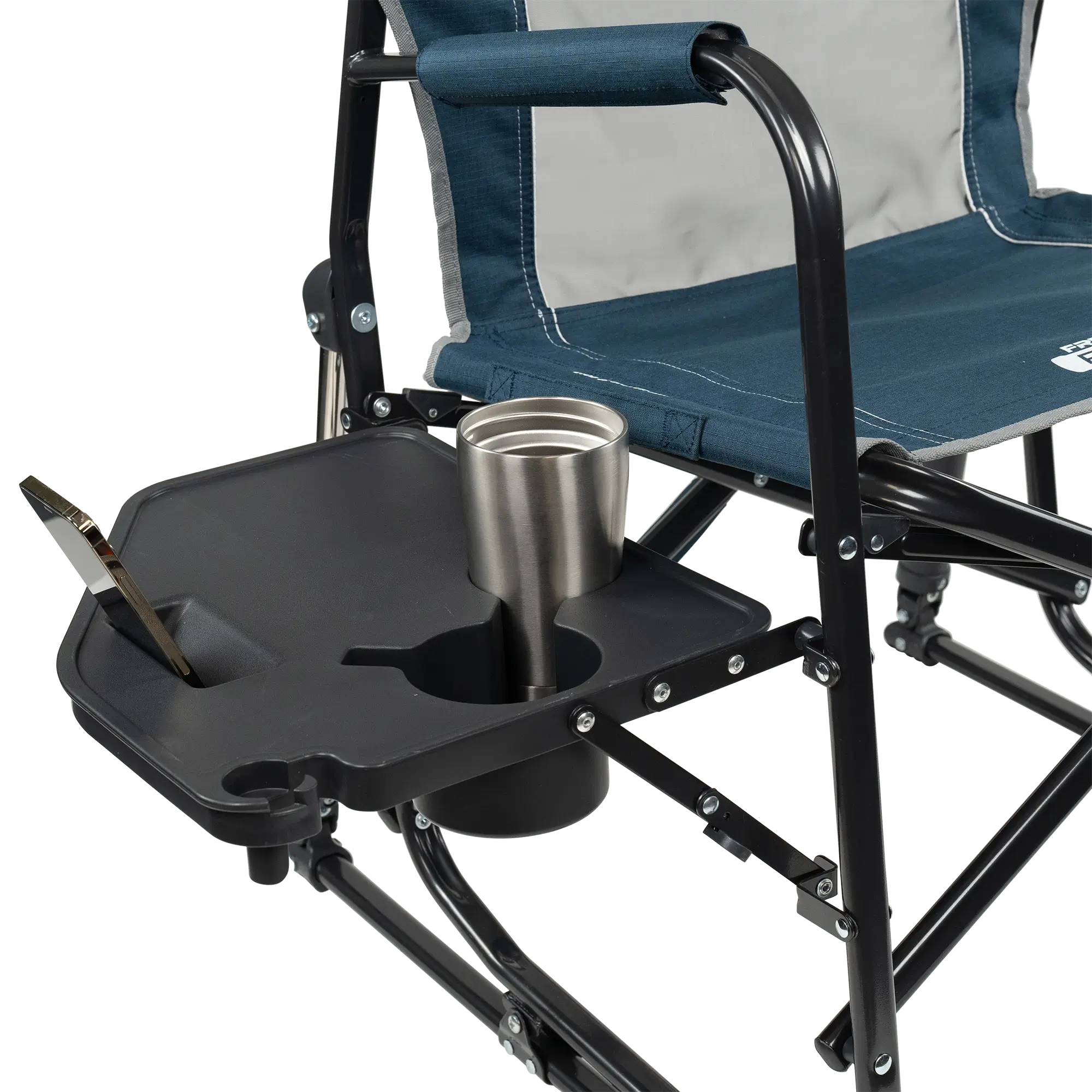 Premium All-Weather Freestyle Rocker with Side Table - Choice 853 - Patented Spring-Action Rocking Chair for Camping Detail