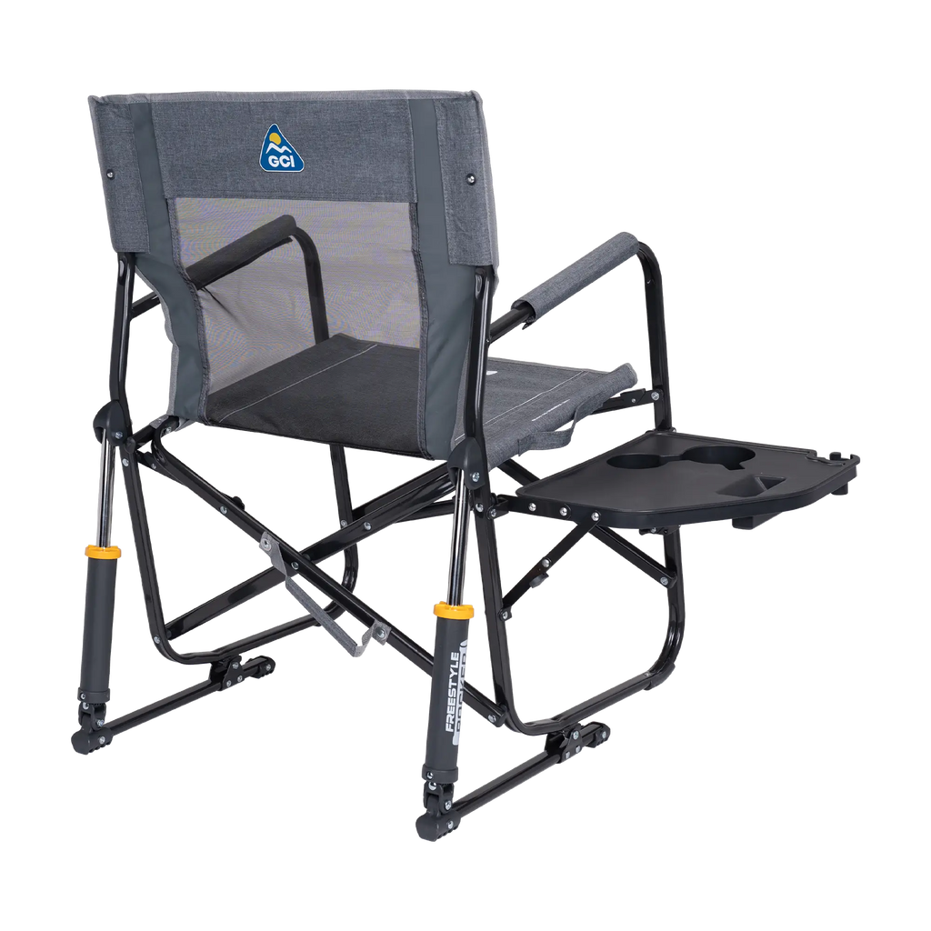 Premium All-Weather Freestyle Rocker with Side Table - Choice 853 - Patented Spring-Action Rocking Chair for Camping Detail