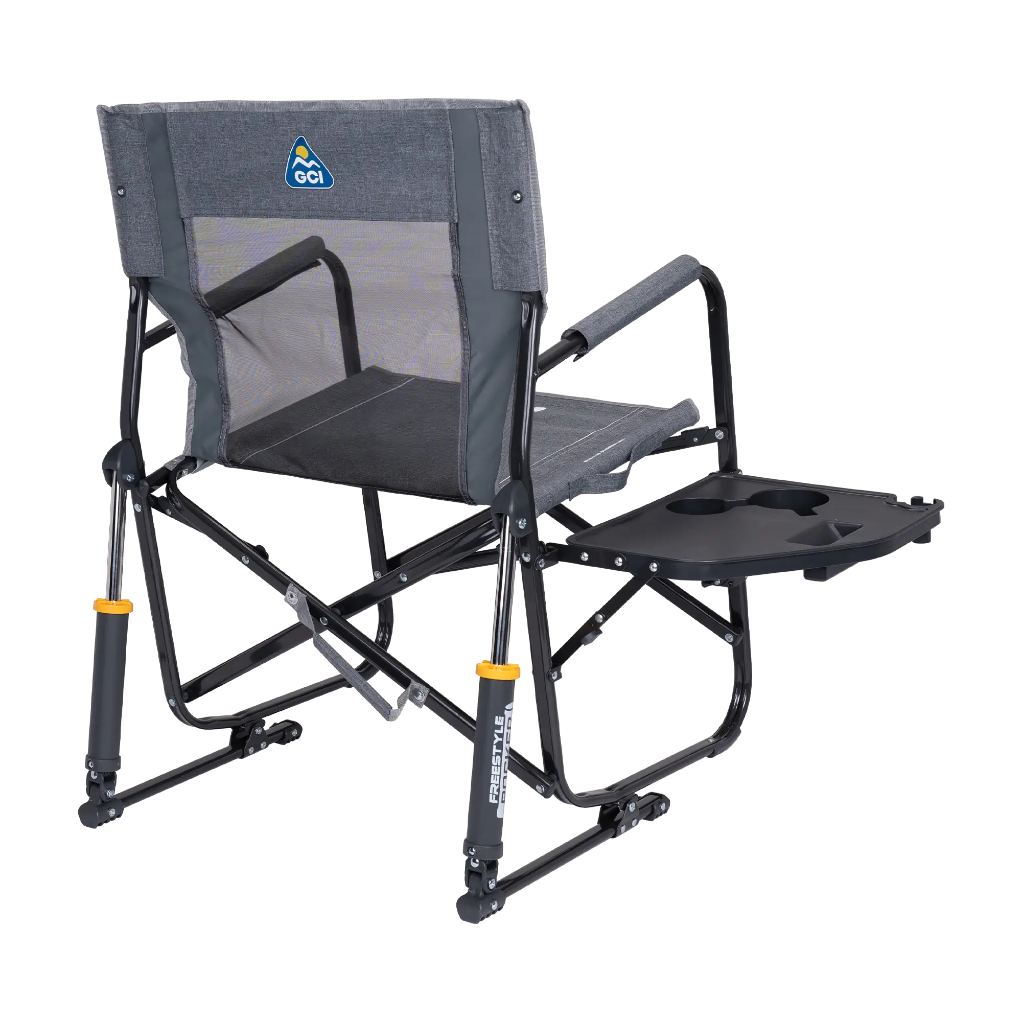 Premium All-Weather Freestyle Rocker with Side Table - Choice 853 - Patented Spring-Action Rocking Chair for Camping Detail