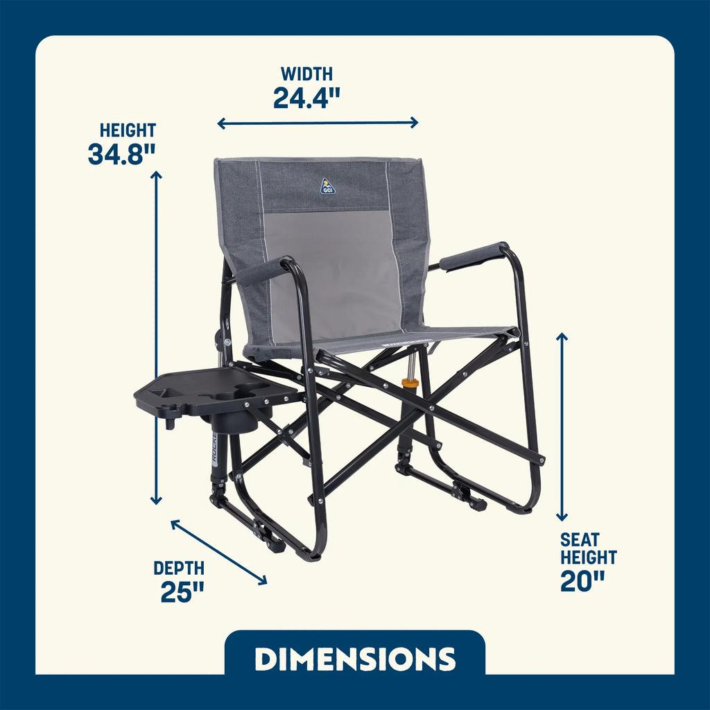 Premium All-Weather Freestyle Rocker with Side Table - Choice 853 - Patented Spring-Action Rocking Chair for Camping Detail