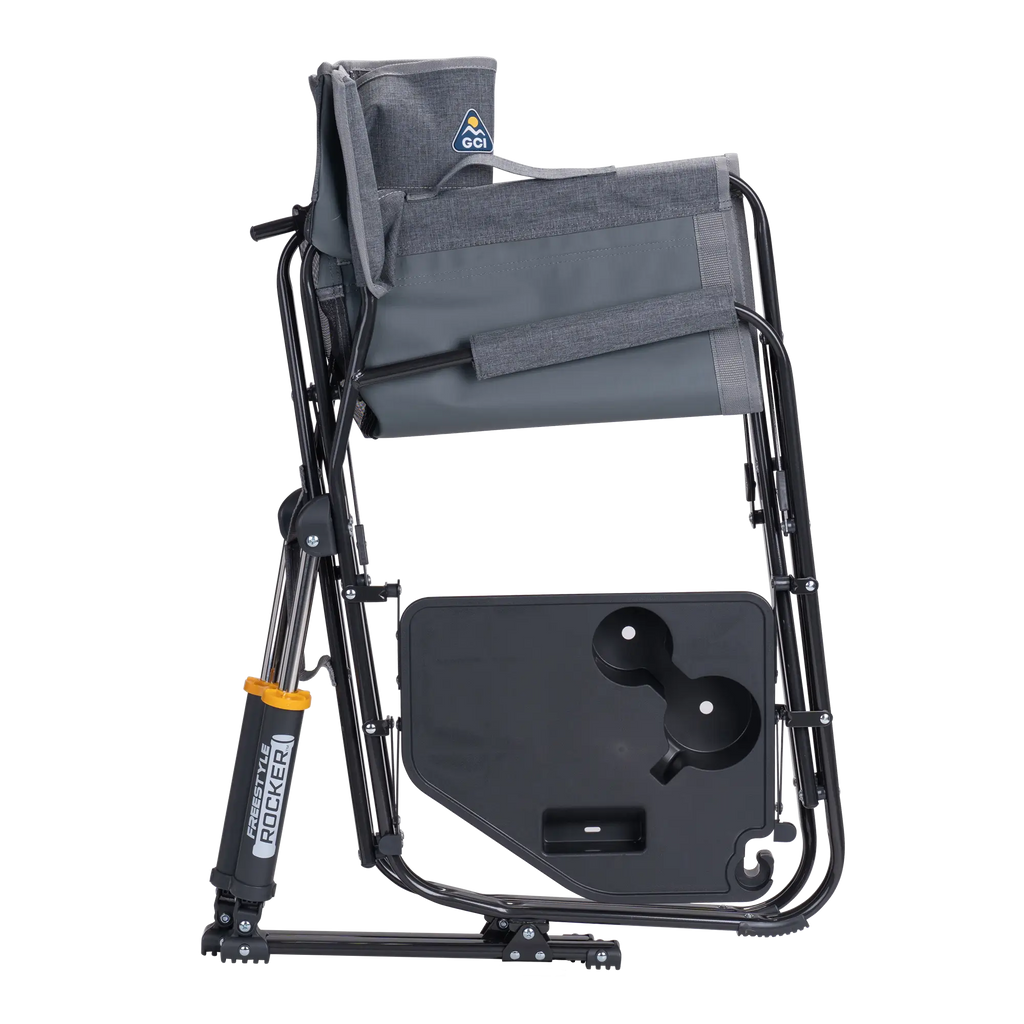 Premium All-Weather Freestyle Rocker with Side Table - Choice 853 - Patented Spring-Action Rocking Chair for Camping Detail