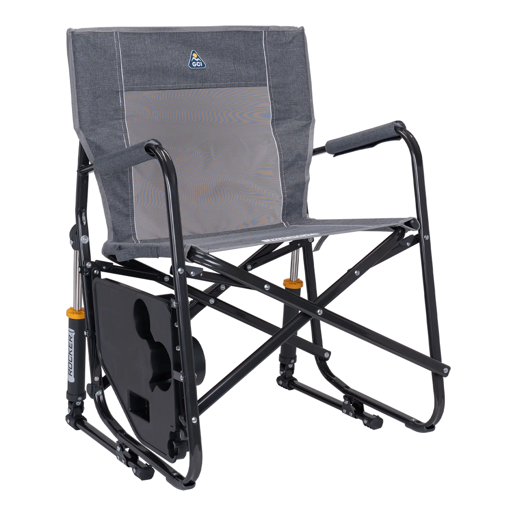 Premium All-Weather Freestyle Rocker with Side Table - Choice 853 - Patented Spring-Action Rocking Chair for Camping Detail