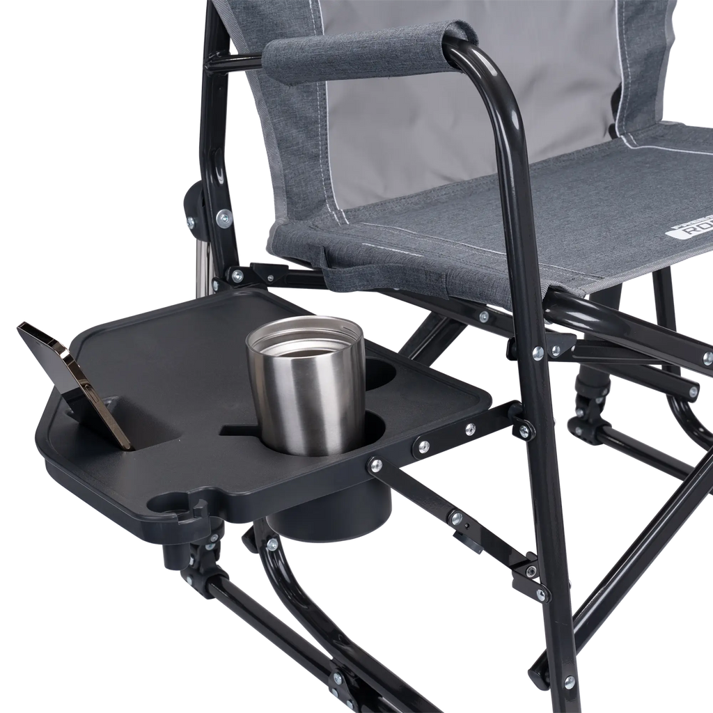 Premium All-Weather Freestyle Rocker with Side Table - Choice 853 - Patented Spring-Action Rocking Chair for Camping Detail