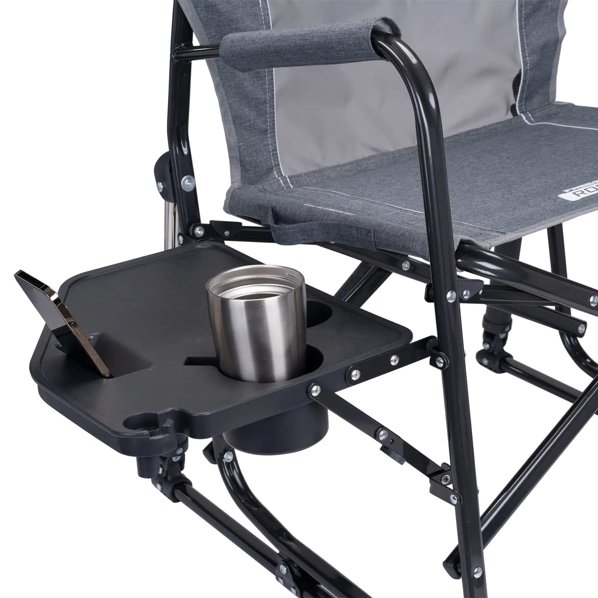 Premium All-Weather Freestyle Rocker with Side Table - Choice 853 - Patented Spring-Action Rocking Chair for Camping Detail