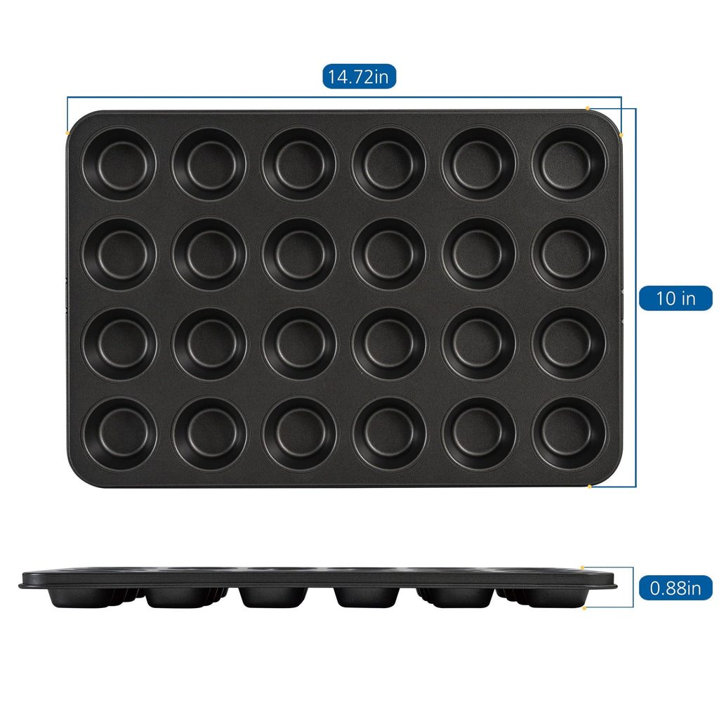 Ergonomic Manual 24 Cavity Mini Muffin Pan, Non-Stick Bakeware,1.8 inch Diameter Cups,Gray,Carbon Steel - Multi-Functional Manual Food Chopper & Slicer Detail